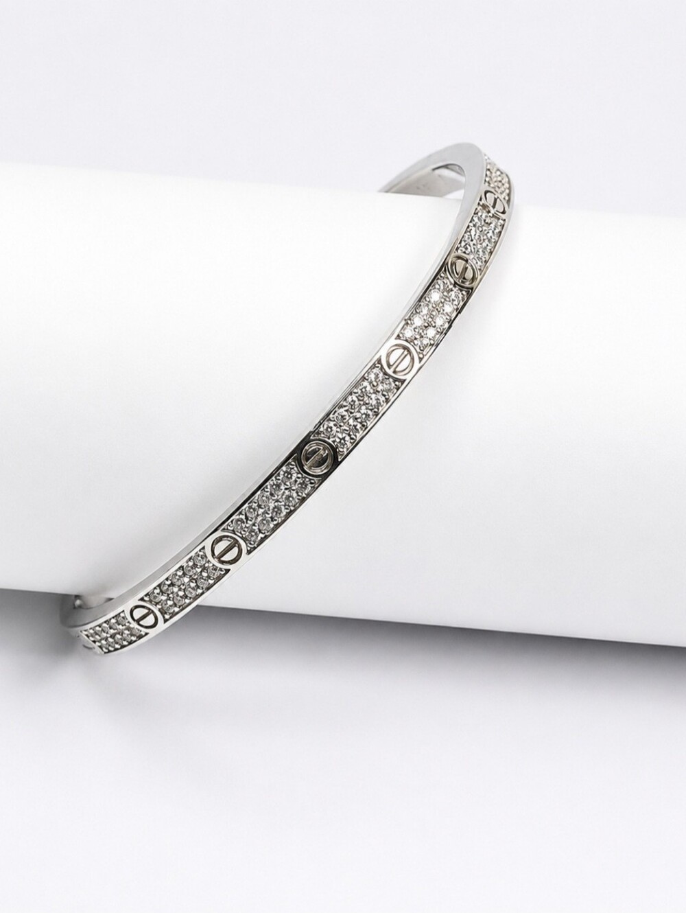 Cartier Insp. Love Bracelet 17cm CZ 925 Sterling Silver Rodhium Finish